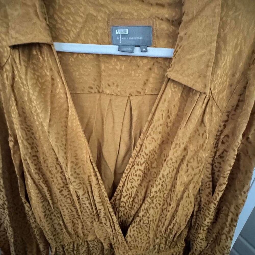 Anthropologie Leopard Jacquard Faux Wrap Dress 2X - Picture 3 of 4